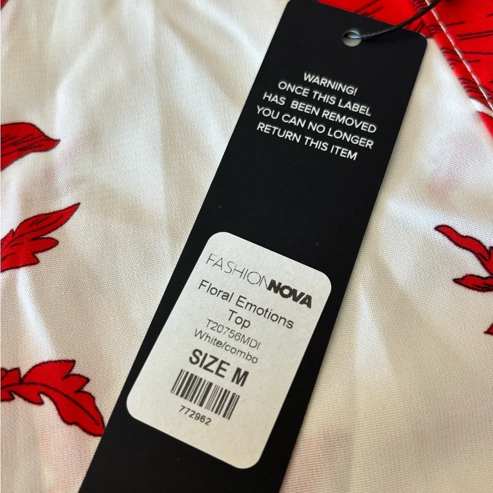 Fashion Nova Vibrant Red Floral Blouse - Picture 5 of 7